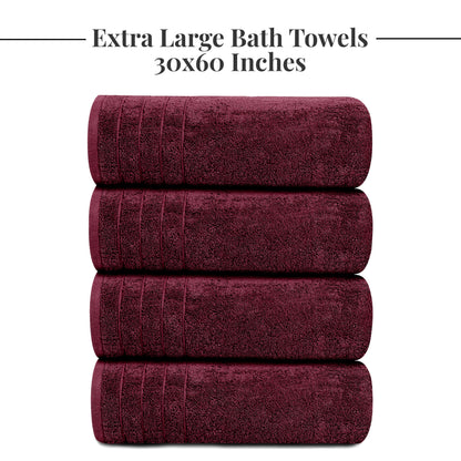 Tens Towels Large Bath Towels, 100% Cotton, 30 x 60 Inches Extra Large Bath Towels, Lighter Weight, Quicker to Dry, Super Absorbent, Perfect Bathroom Towels (Pack of 4)