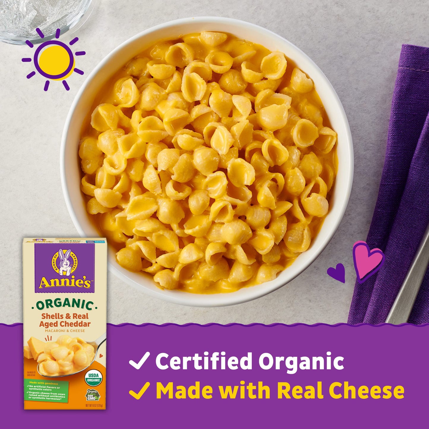 Annie's White Cheddar Shells Macaroni and Cheese with Organic Pasta, 6 oz (Pack of 12)