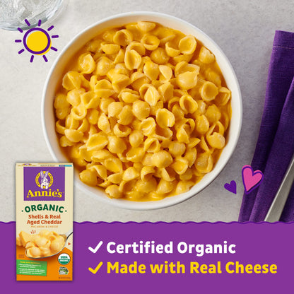 Annie's White Cheddar Shells Macaroni and Cheese with Organic Pasta, 6 oz (Pack of 12)