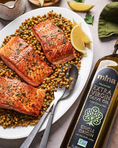 Mina Olive Oil Extra Virgin 68 Fl Oz, New Harvest, Polyphenol Rich Olive Oil for Cooking, Moroccan Extra Virgin Olive Oil, Single Origin Olive Oil, Cold Extraction, Less than 0.2% Acidity, 2 L