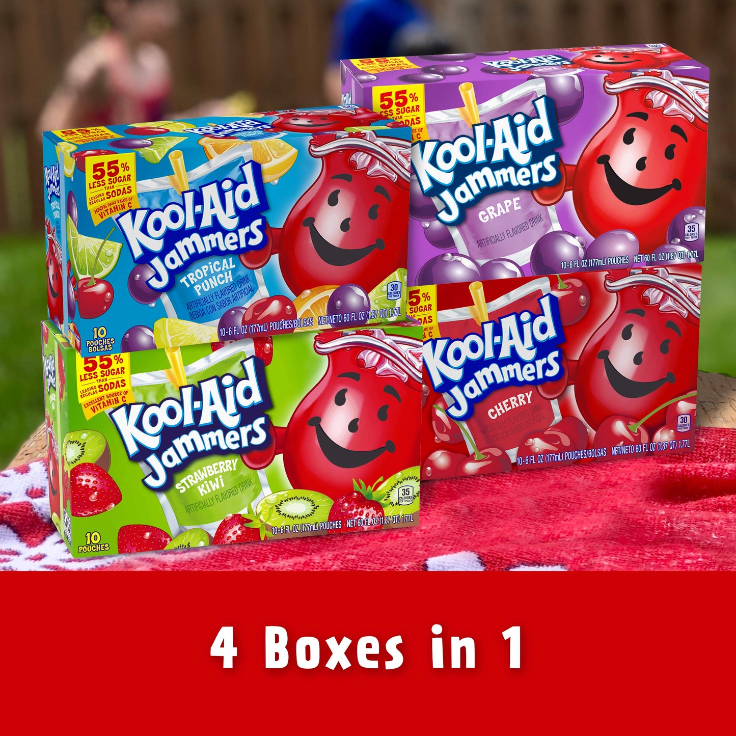 Kool-Aid Jammers Blue Raspberry Flavored Kids 0% Juice Drink (10 ct Box, 6 fl oz Pouches)