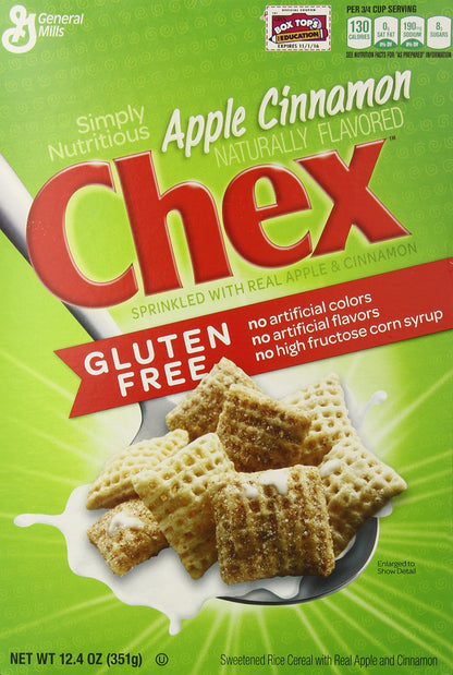 Chex AppleCinnamonBreakfast Cereal, Gluten Free, 12 oz