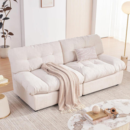 80" Chenille Cloud Deep Seat Overstuffed Couches for Living Room, Cozy Comfy Cloud Sofa with Solid Wood Frame, Modern Loveseat Sofa Couch for Small Spaces, Pillow-Designed Armrest Couch, Beige