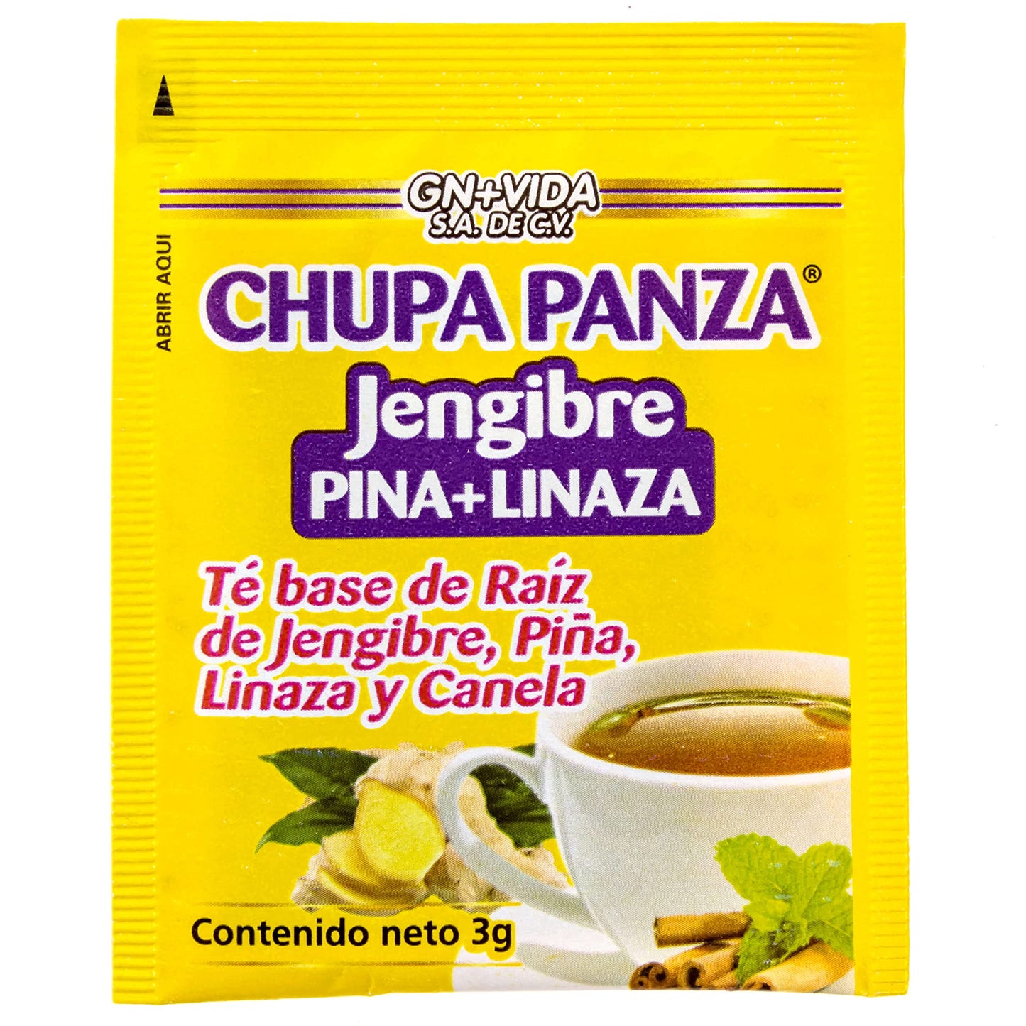 Tea CHUPA Panza, Tea Based ONGINGER Root, PINNEAPPLE, Flaxseed & Cinnamon (30 Tea Bags/0.10 oz Each)