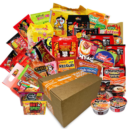 FOODIE BOXX Asian Instant Ramen Noodles Variety Pack with Cookies & Chopsticks (Dry)