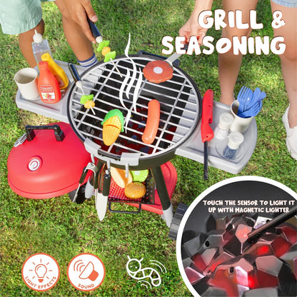 JOYIN 34 PCS Kitchen Toy Set, Toy BBQ Grill Set, Cooking Toy Set, Little Chef Play, Kids Grill Playset Interactive BBQ Toy Set for Kids, Christmas Birthday Gift for Boys Girls Kids