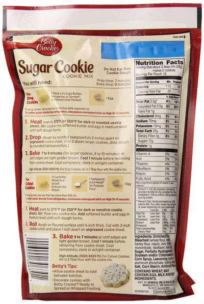 Betty Crocker Peanut Butter Cookie Mix, Makes twelve (12) 2-inch Cookies, 7.2 oz.