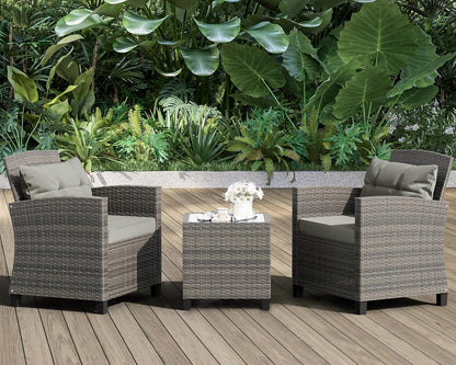 Shintenchi 3 Pieces Patio Furniture Set 3 Pieces PE Rattan Wicker Chairs with Table Outdoor Furniture for Backyard/Garden/Poolside/Outdoor Restaurant Gary Rattan with Gary Cushion