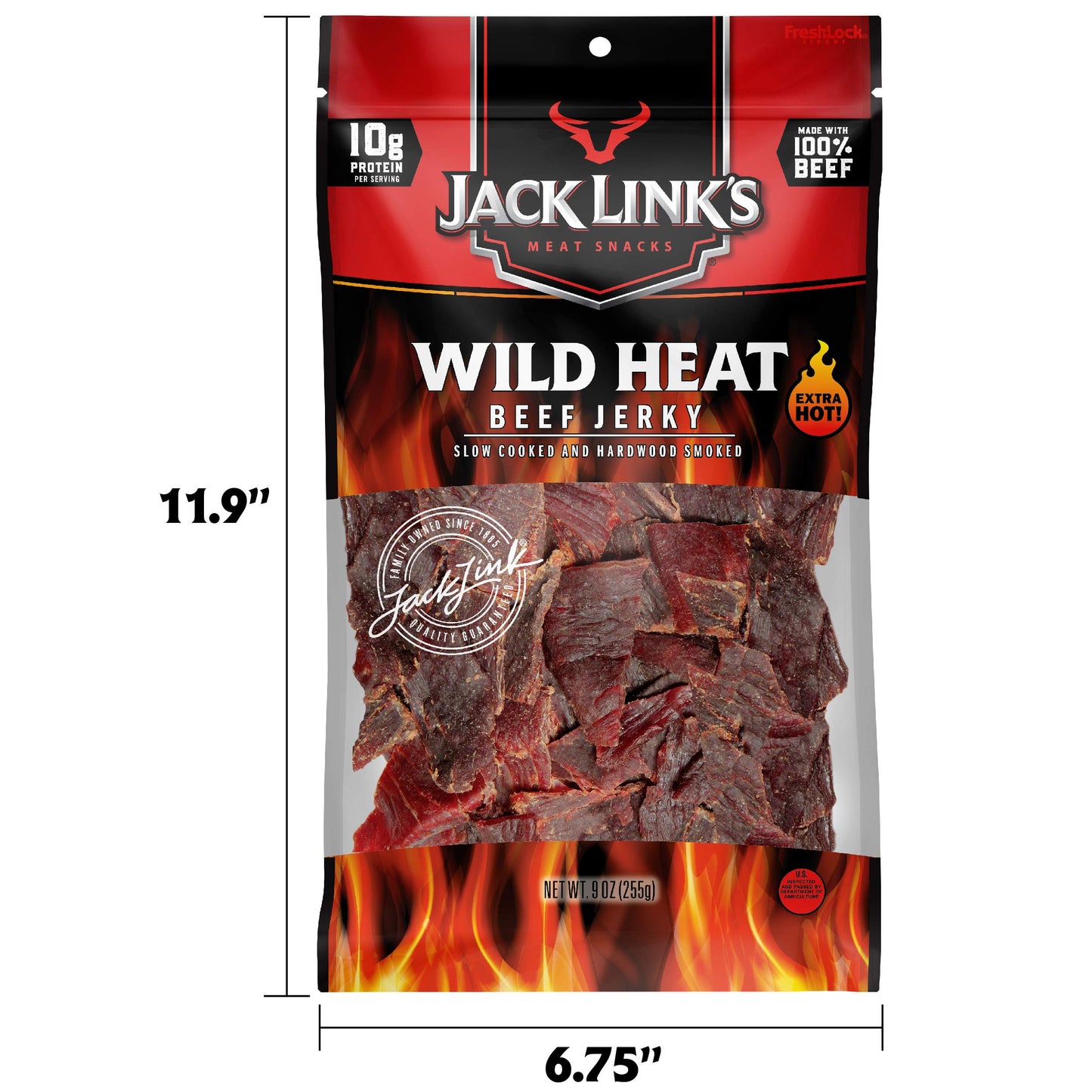 Jack Link's Beef Jerky 5 Count Multipack, Original, 5, 0.625 oz. Bags - Flavorful Meat Snack for Lunches, Ready to Eat - 7g of Protein, Made with 100% Beef - No Added MSG** or Nitrates/Nitrites