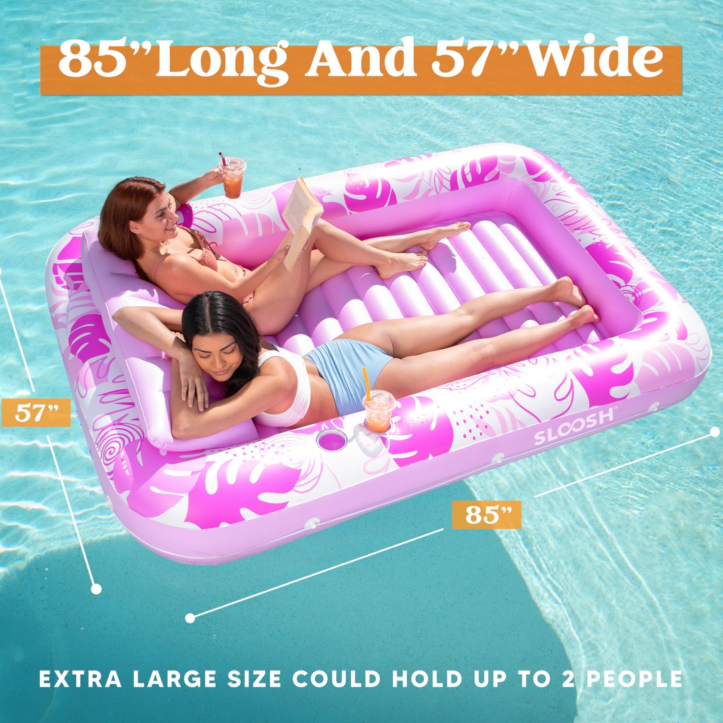 Sloosh Inflatable Tanning Pool Lounger Float for Adults, 70" x 46" Large Suntan Tub Pool Floats Sun Tan Tub Ice Bath Tub Tanning Bed Blow up Pool Raft Lounge Floatie, L-Blue