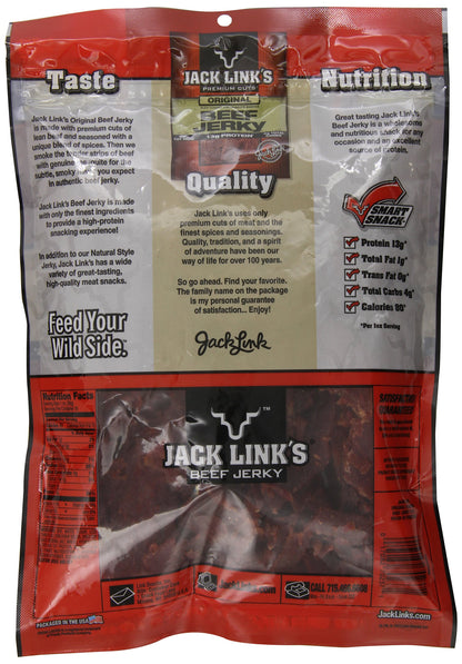 Jack Link's Beef Jerky 5 Count Multipack, Original, 5, 0.625 oz. Bags - Flavorful Meat Snack for Lunches, Ready to Eat - 7g of Protein, Made with 100% Beef - No Added MSG** or Nitrates/Nitrites