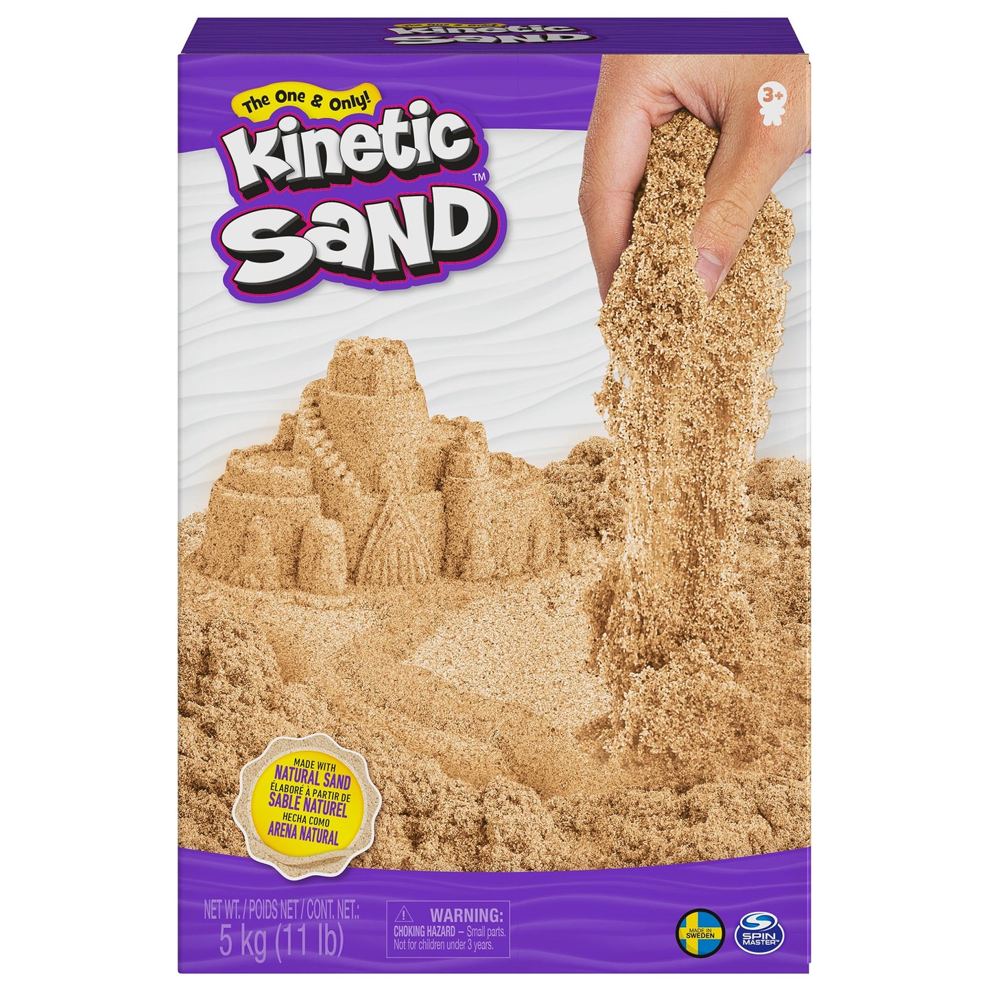 Kinetic Sand, 11lb (5kg) Natural Brown Bulk Play Sand for Arts and Crafts, Sandbox, Moldable Sensory Toys for Kids Ages 3+