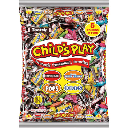 Tootsie Roll Child's Play Candy Favorites with Bonus Mobile Game, 5 Pounds of Individually Wrapped Party Candy - Funtastic Candy Variety Mix Bag - Peanut Free, Gluten Free (5 Pounds)