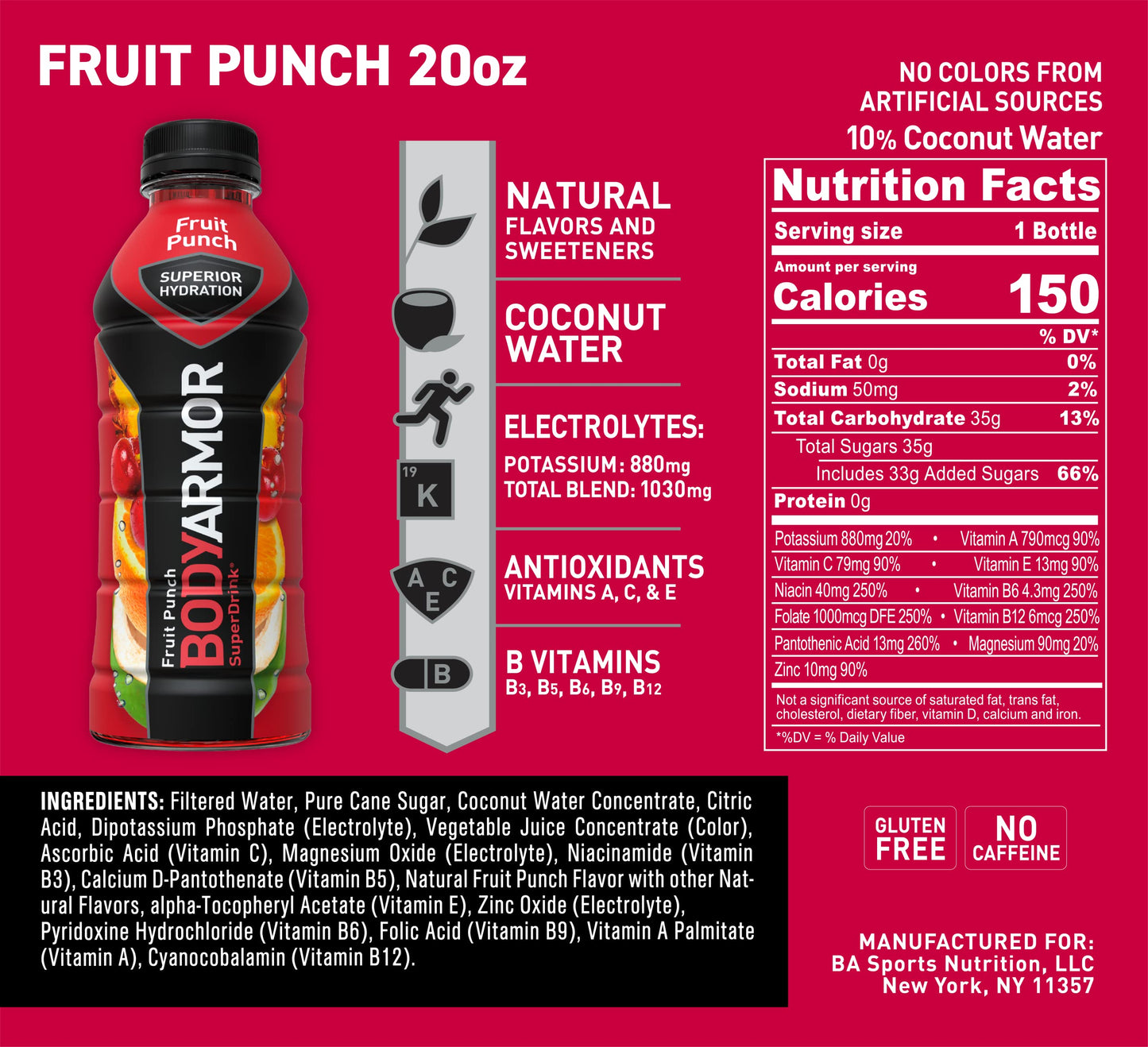 BODYARMOR Sports Drink Sports Beverage, Strawberry Banana, Coconut Water Hydration, Natural Flavors With Vitamins, Potassium-Packed Electrolytes, Perfect For Athletes, 12 Fl Oz (Pack of 8)