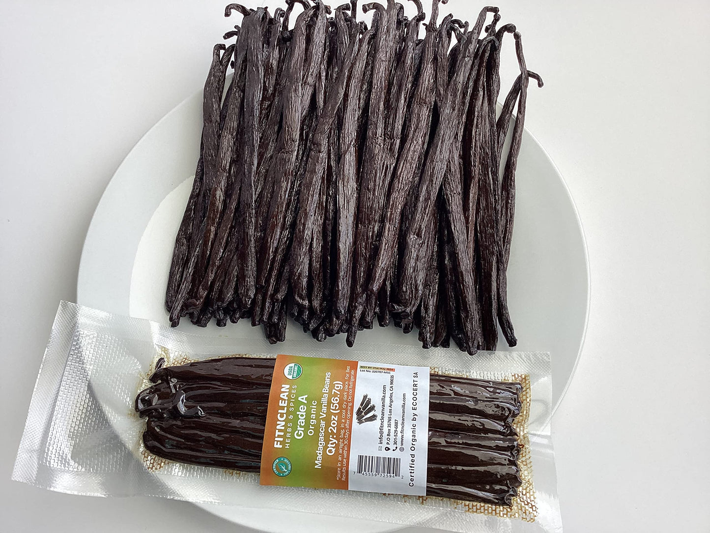 50 Organic Grade A Madagascar Vanilla Beans. Certified USDA Organic for Extract and all things Vanilla by FITNCLEAN VANILLA. ~5" Bulk Fresh Bourbon NON-GMO Pods.