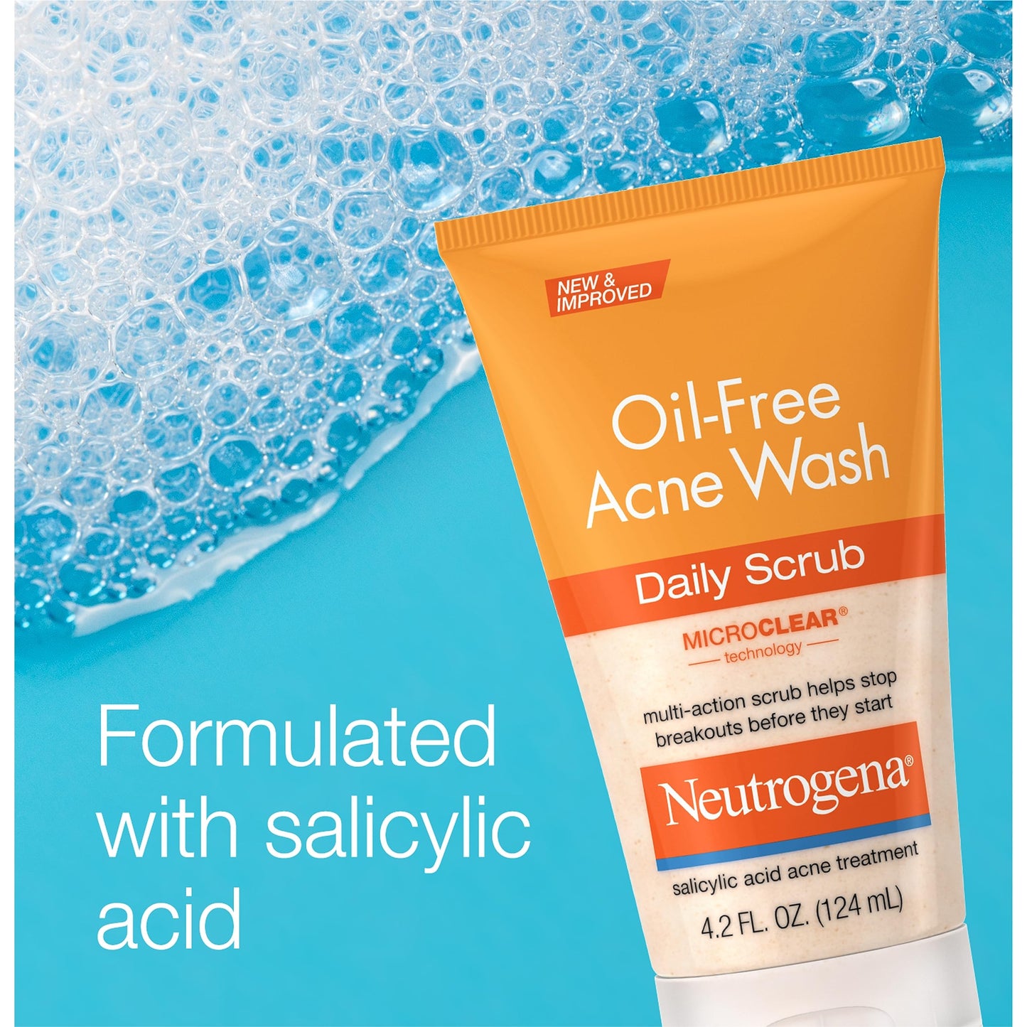 Neutrogena Oil-Free Acne Face Scrub, 2% Salicylic Acid Acne Treatment Medicine, Daily Face Wash to help Prevent Breakouts, Oil Free Exfoliating Facial Cleanser for Acne-Prone Skin, 4.2 fl. oz