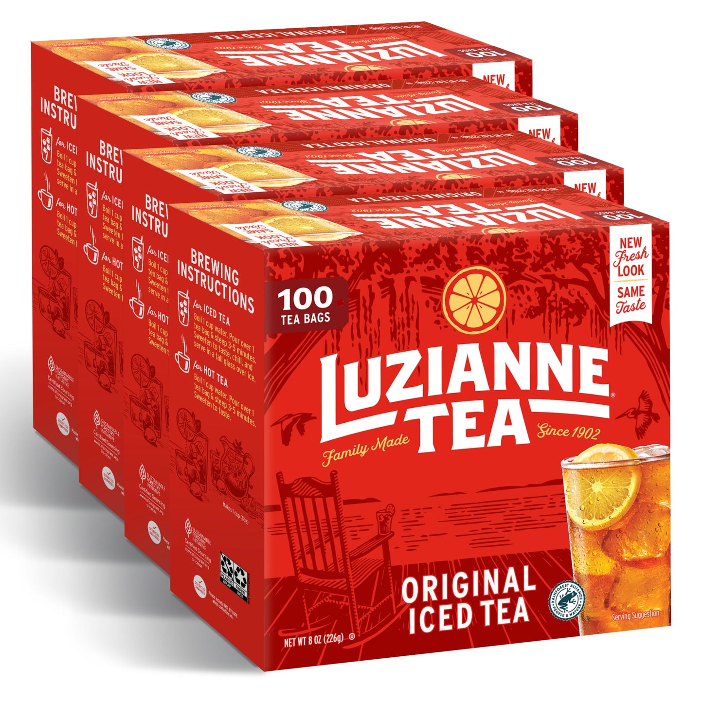 Luzianne Decaffeinated Iced Tea Bags, Family Size, 24ct Box (Pack of 6)