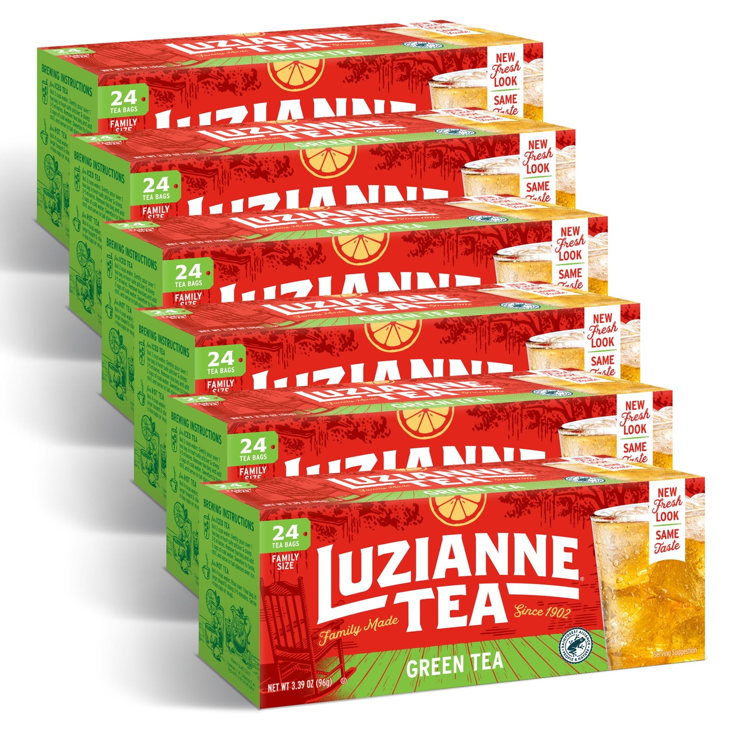 Luzianne Decaffeinated Iced Tea Bags, Family Size, 24ct Box (Pack of 6)