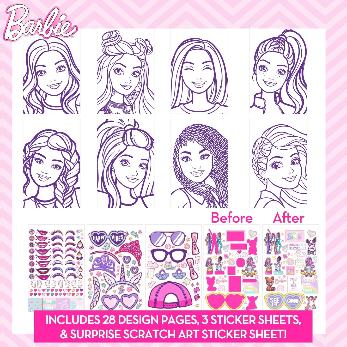 Horizon Group USA Barbie Makeup Artist Magazine, Create Your Own Hair & Makeup Looks Using 130+ Stencils, 180+ Stickers, Crayons, Pretend Makeup & More