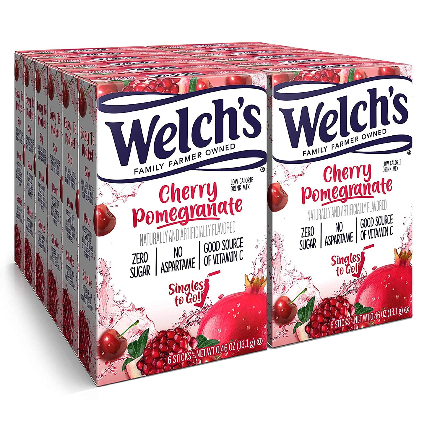 Welch's Singles To Go Variety Pack, Watertok Powdered Drink Mix, Includes 4 Flavors, Grape, Passion fruit, Strawberry Peach, Cherry Pomegranate, 1 Box (30 Servings)