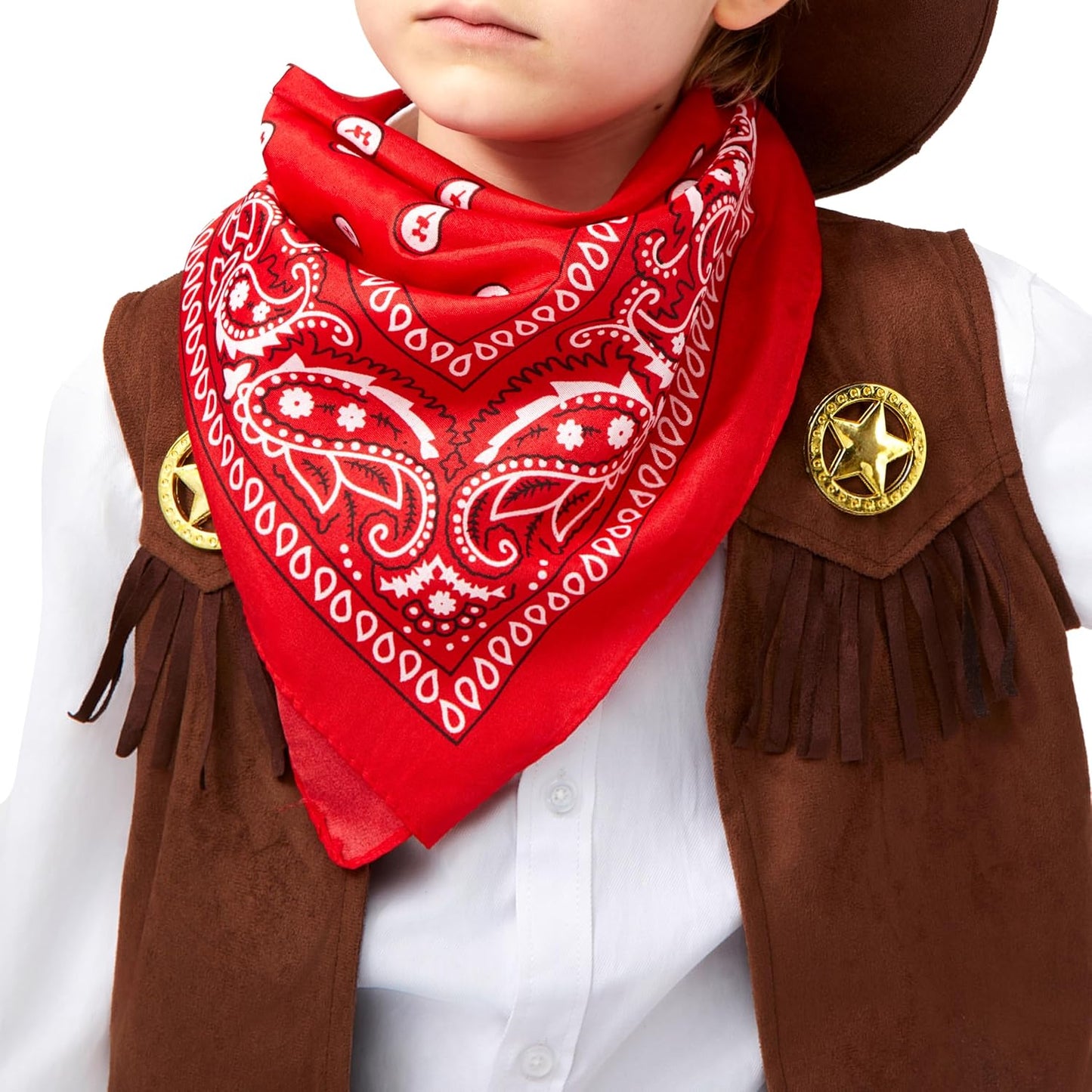 Spooktacular Creations Halloween Cowboy Costume for Boys, Kids Cowboy Costume Set, Brown Western Style Cowboy Outfit with Cowboy Hat for Toddler Dress-up, RolePlay Party (Small (5-7 YRS))