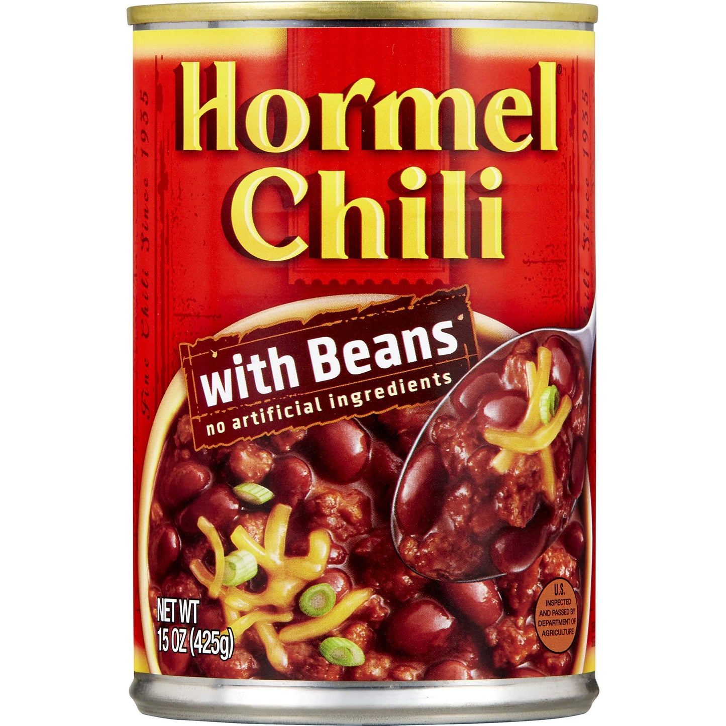 HORMEL Chili Chunky Beef Chili with Beans, No Artificial Ingredients, 15 Oz