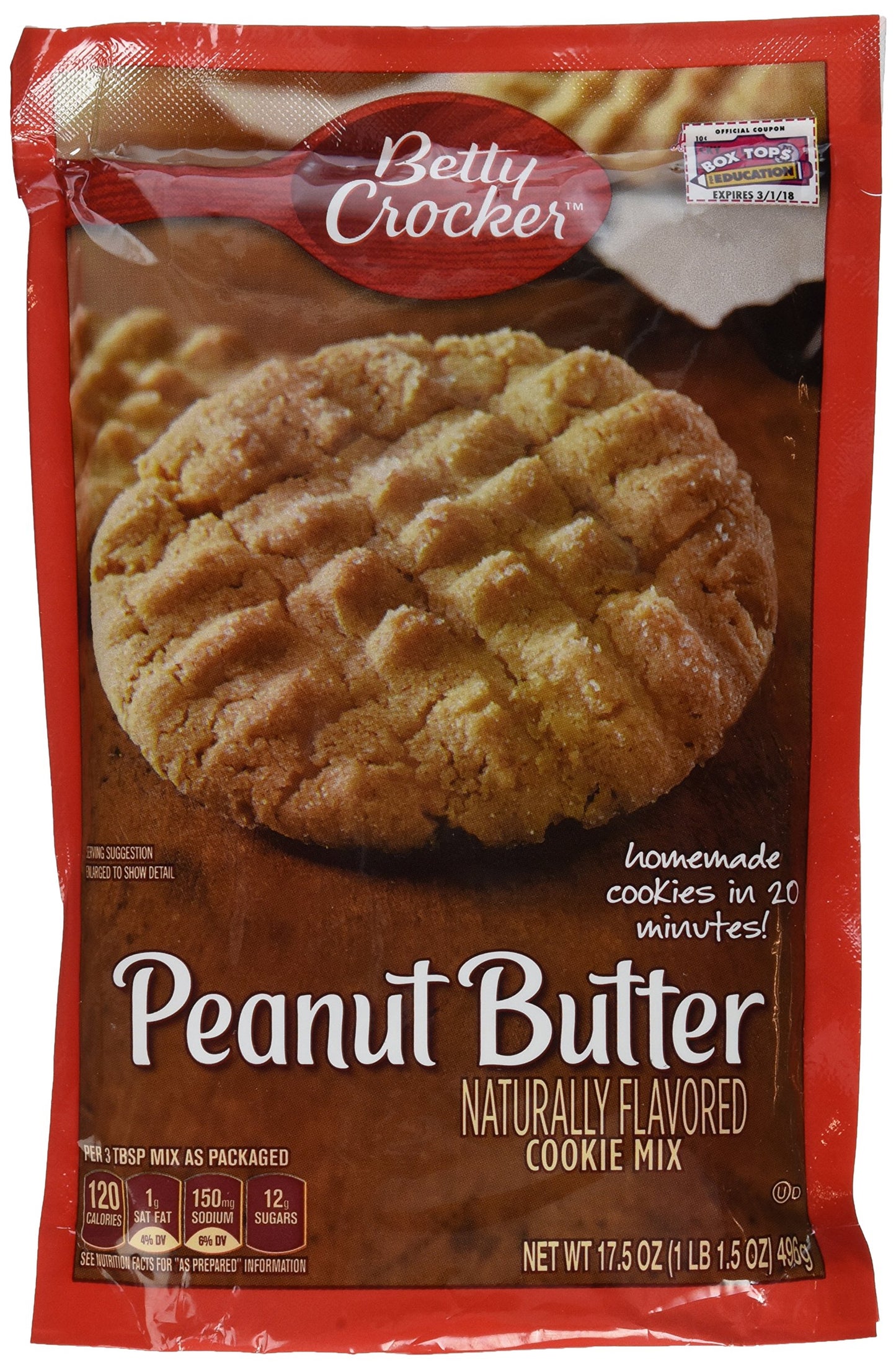 Betty Crocker Peanut Butter Cookie Mix, Makes twelve (12) 2-inch Cookies, 7.2 oz.