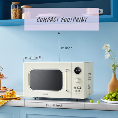 COMFEE' EM720CPL-PM Countertop Microwave Oven with Sound On/Off, ECO Mode and Easy One-Touch Buttons, 0.7 Cu Ft/700W, Pearl White