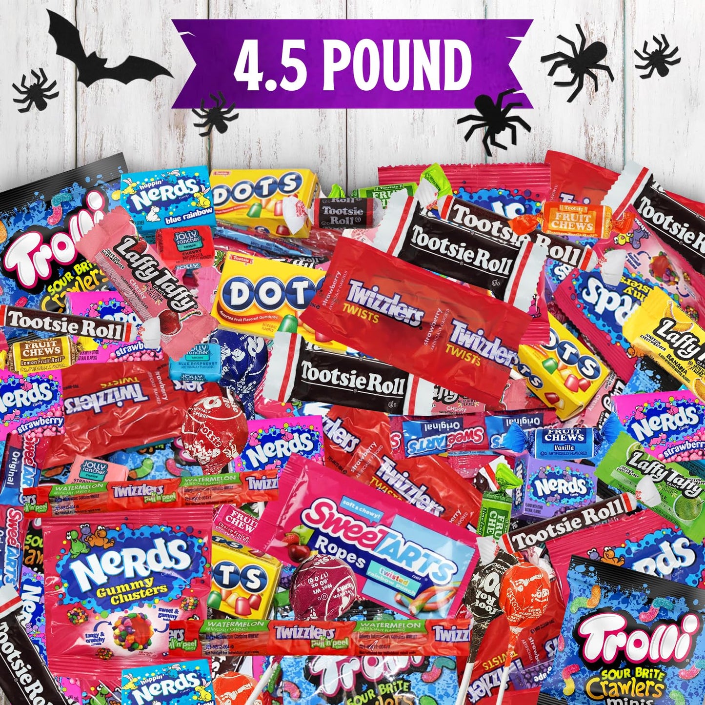 Bulk Halloween Candy Individually Wrapped Variety Pack - 4.5 Pounds Mixed Assorted Candies for Pinata Fillers, Schools, Office Treats, and Party Bags | Approx. 250 Pieces