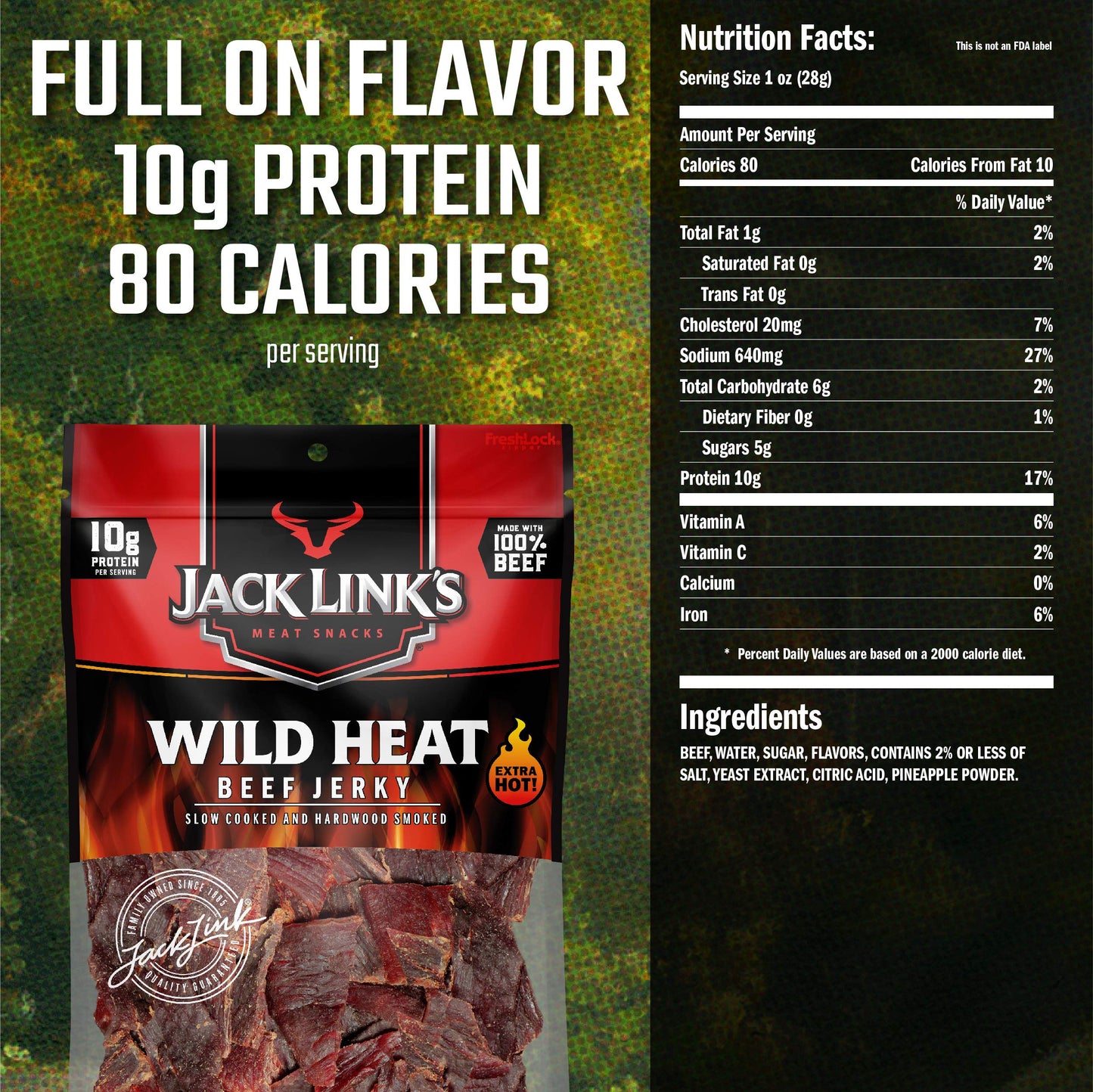 Jack Link's Beef Jerky 5 Count Multipack, Original, 5, 0.625 oz. Bags - Flavorful Meat Snack for Lunches, Ready to Eat - 7g of Protein, Made with 100% Beef - No Added MSG** or Nitrates/Nitrites