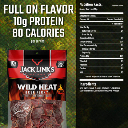 Jack Link's Beef Jerky 5 Count Multipack, Original, 5, 0.625 oz. Bags - Flavorful Meat Snack for Lunches, Ready to Eat - 7g of Protein, Made with 100% Beef - No Added MSG** or Nitrates/Nitrites