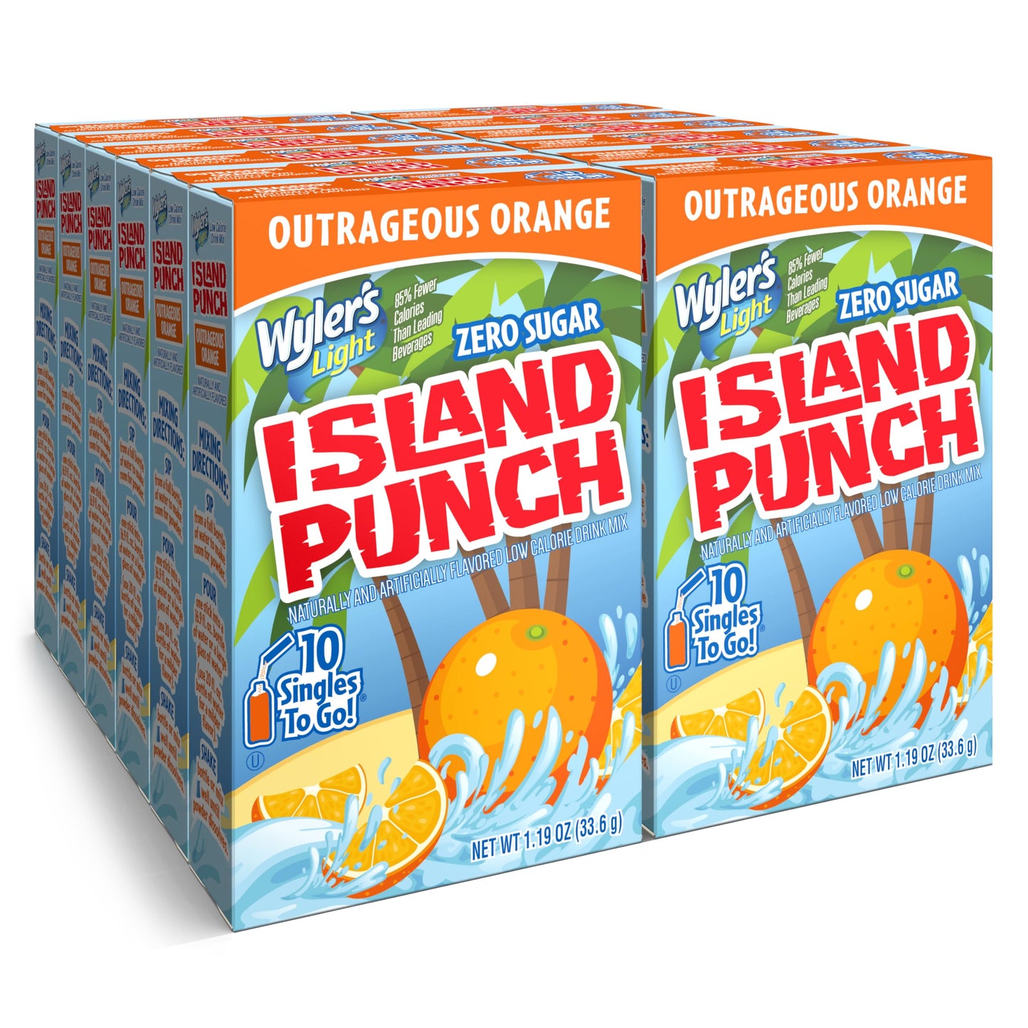 Wyler's Light Island Punch Singles to Go, Variety Pack, Fruity Red Punch, Purple Berry Wave, Berry Jammer and Blue Ocean Breeze, 1 Box (40 Single Servings)