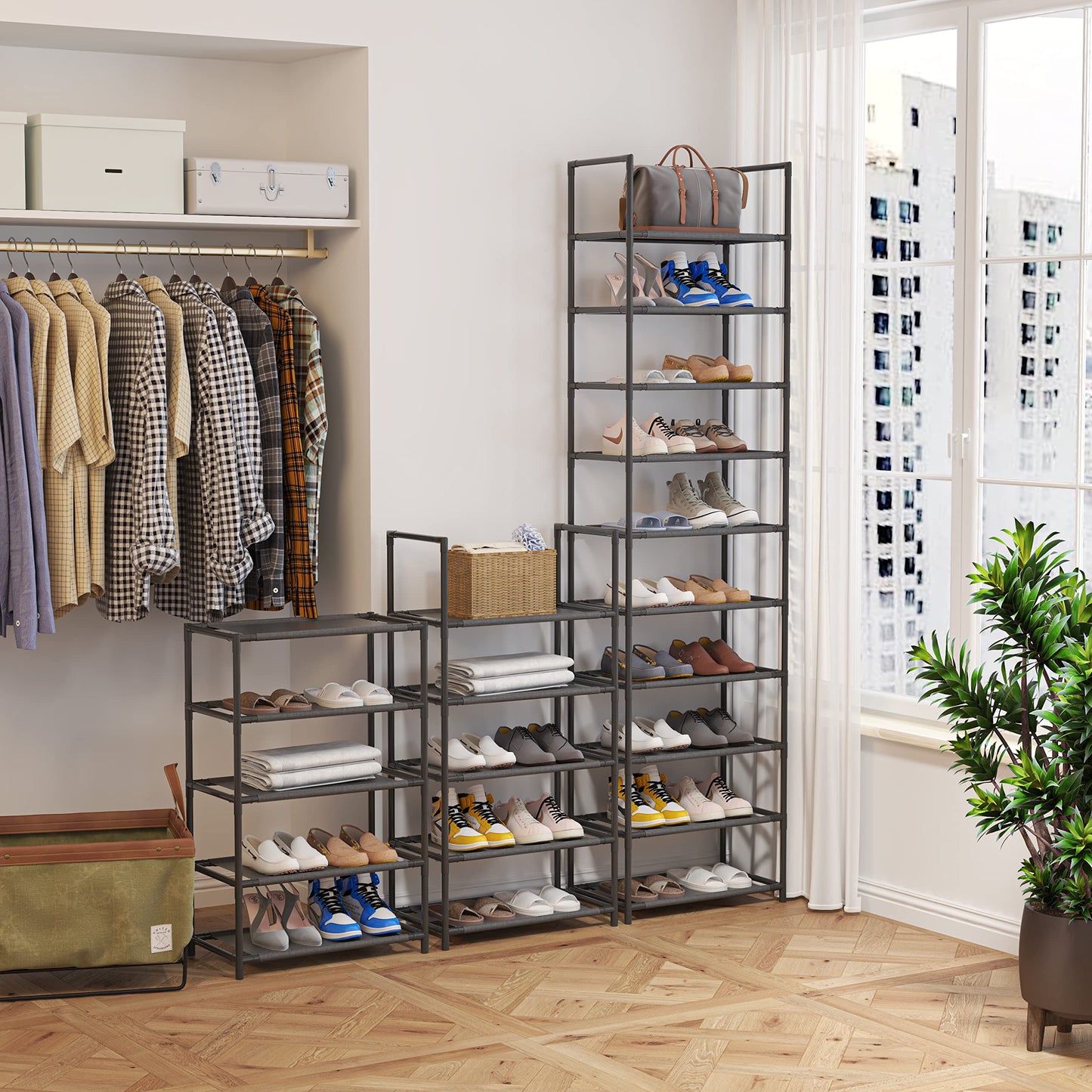 Z&L HOUSE 8 Tier Shoe Rack Narrow, Sturdy Shoe Rack Tall Store 16-20 Pairs of Shoes, Stackable Shoe Shelf for Closet Entryway to Increase The Use of Space