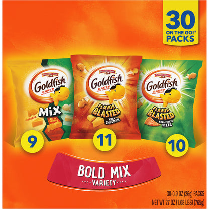 Goldfish Colors Cheddar Crackers, Snack Pack, 0.9 oz, 9 CT Multi-Pack Tray (Pack of 2)