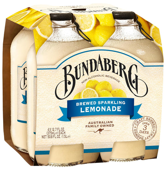 Bundaberg Sparkling Fruit Drink, Lemonade 12.7 Fl Oz Bottles (Pack of 4)