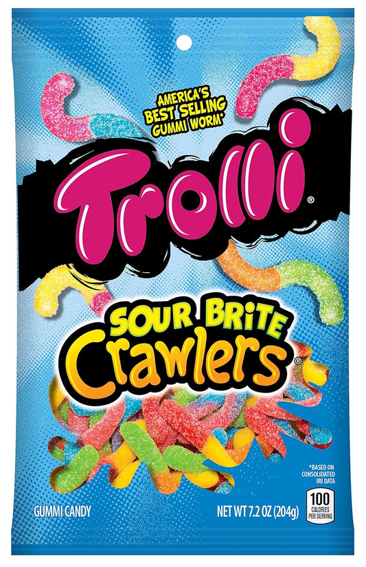 Trolli Sour Brite Crawlers Gummy Candy, 7.2 Ounce Bag, Pack of 12