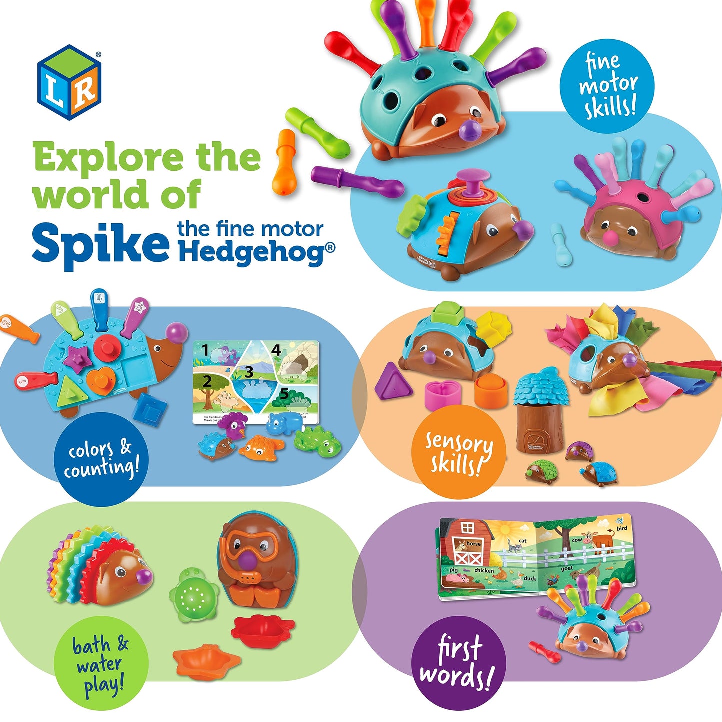 Learning Resources Spike The Fine Motor Hedgehog - Toddler Learning Toys, Fine Motor and Sensory Toys for Kids Ages 18+ Months, Montessori Toys