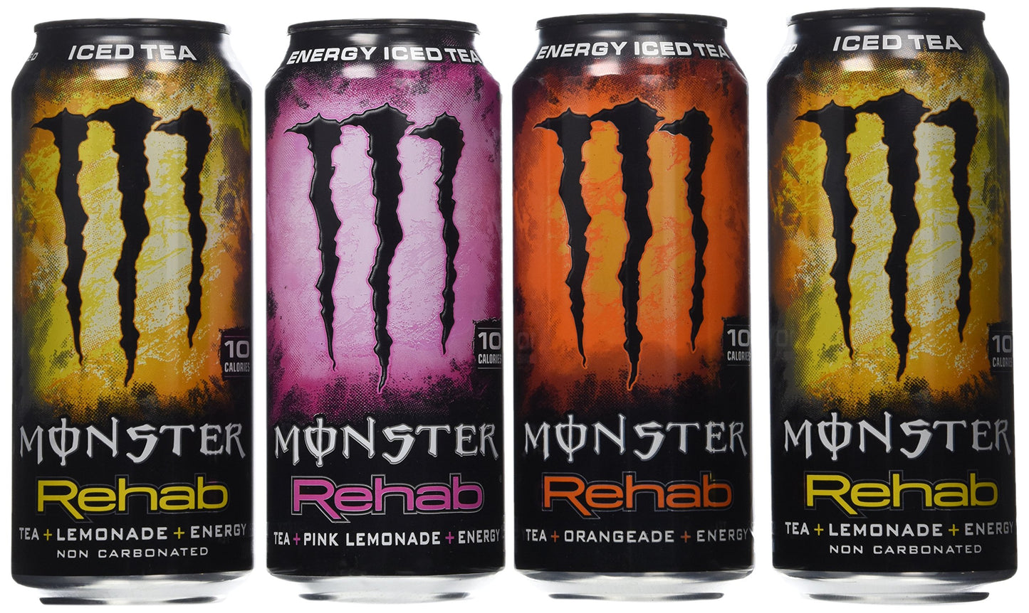 Monster Energy Rehab Tea + Lemonade + Energy, Energy Iced Tea, Energy Drink 15.5 Ounce (Pack of 15)