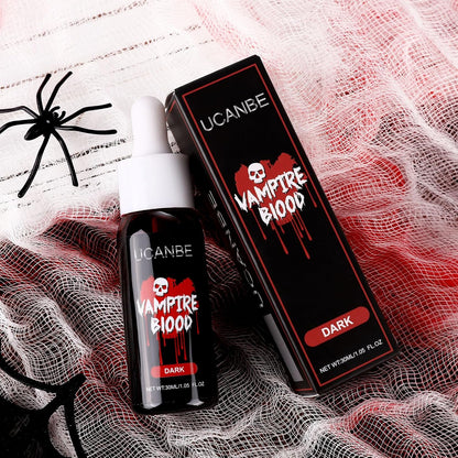 UCANBE Halloween Dripping Fake Blood Realistic Blood Drops Body Paint Washable Fake Blood Makeup Kit For Zombie Vampire Clown Monster Clothes Costume Cosplay SFX Special Effects Makeup 30ML(Dark)