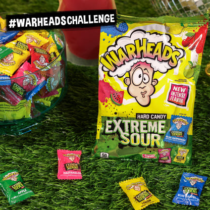 WARHEADS - Extreme Sour Hard Candy - Assorted Flavors - Sour Apple, Black Cherry, Blue Raspberry, Lemon & Watermelon Flavors - 2 oz. Bag