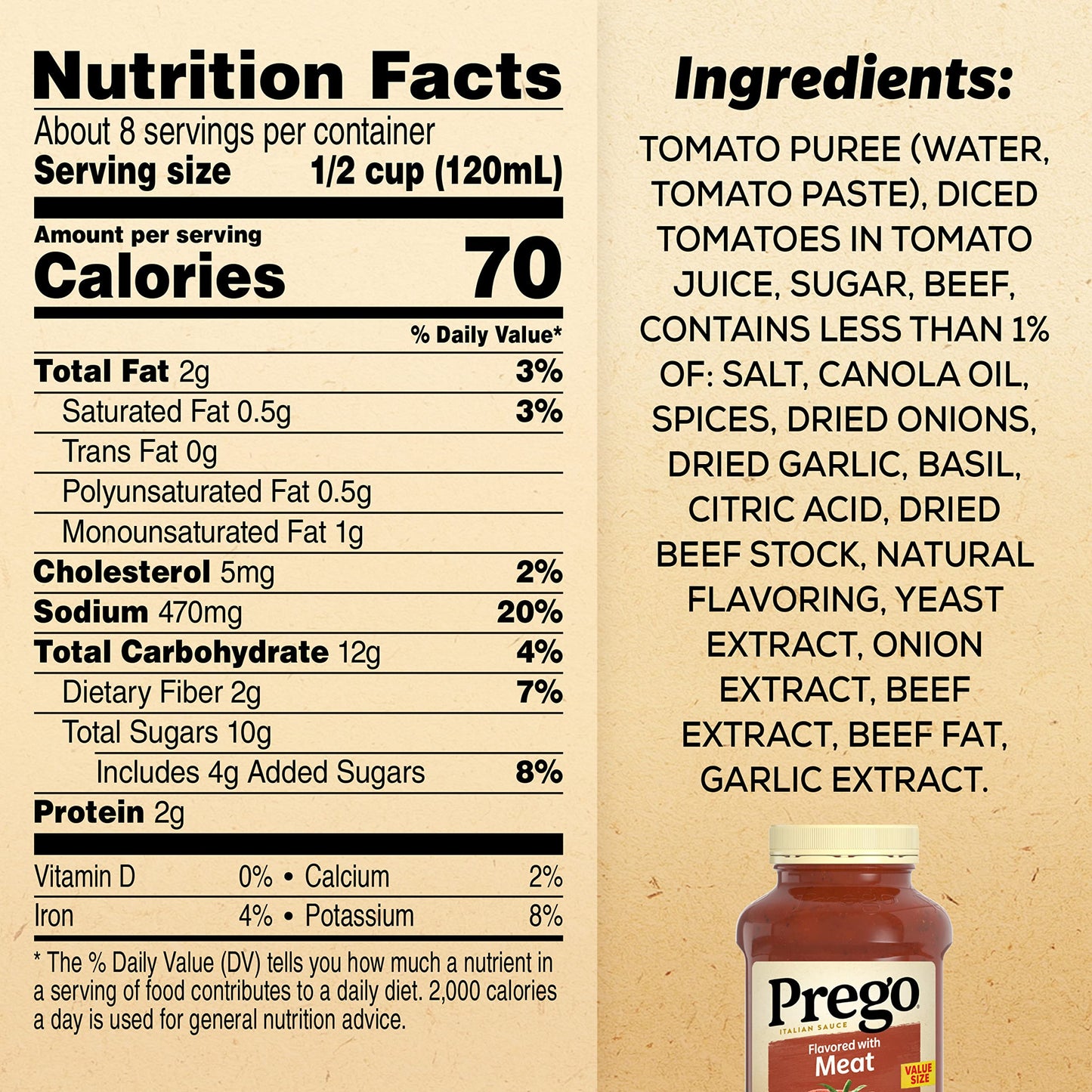 Prego Chunky Tomato with Garlic and Onion Pasta Sauce, 24 Oz Jar