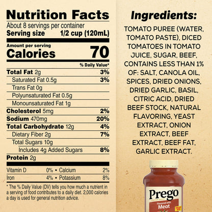 Prego Chunky Tomato with Garlic and Onion Pasta Sauce, 24 Oz Jar