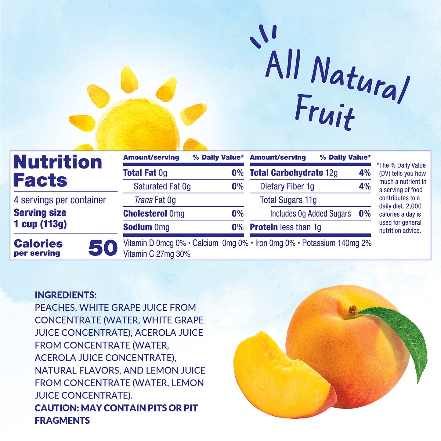 Dole Fruit Bowls Diced Peaches in 100% Juice Snacks, 4oz 12 Total Cups, Gluten & Dairy Free, Bulk Lunch Snacks for Kids & Adults