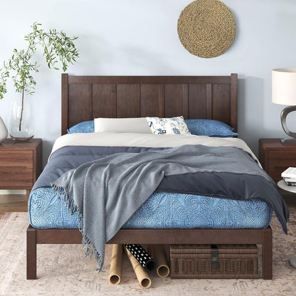 ZINUS Adrian Wood Rustic Style Platform Bed with Headboard, No Box Spring Needed, Wood Slat Support, Queen