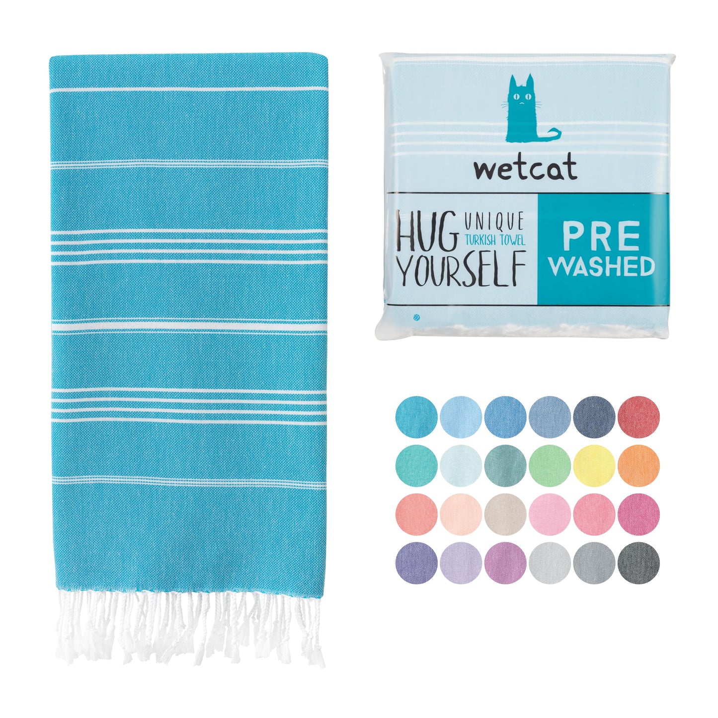 WETCAT Turkish Beach Towel Oversized 38x71 100% Cotton Sand Free Quick Dry Extra Large Light Travel Towel for Adults Beach Accessories Gifts (Blue, Beach Towel (38" x 71"))