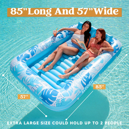 Sloosh Inflatable Tanning Pool Lounger Float for Adults, 70" x 46" Large Suntan Tub Pool Floats Sun Tan Tub Ice Bath Tub Tanning Bed Blow up Pool Raft Lounge Floatie, L-Blue