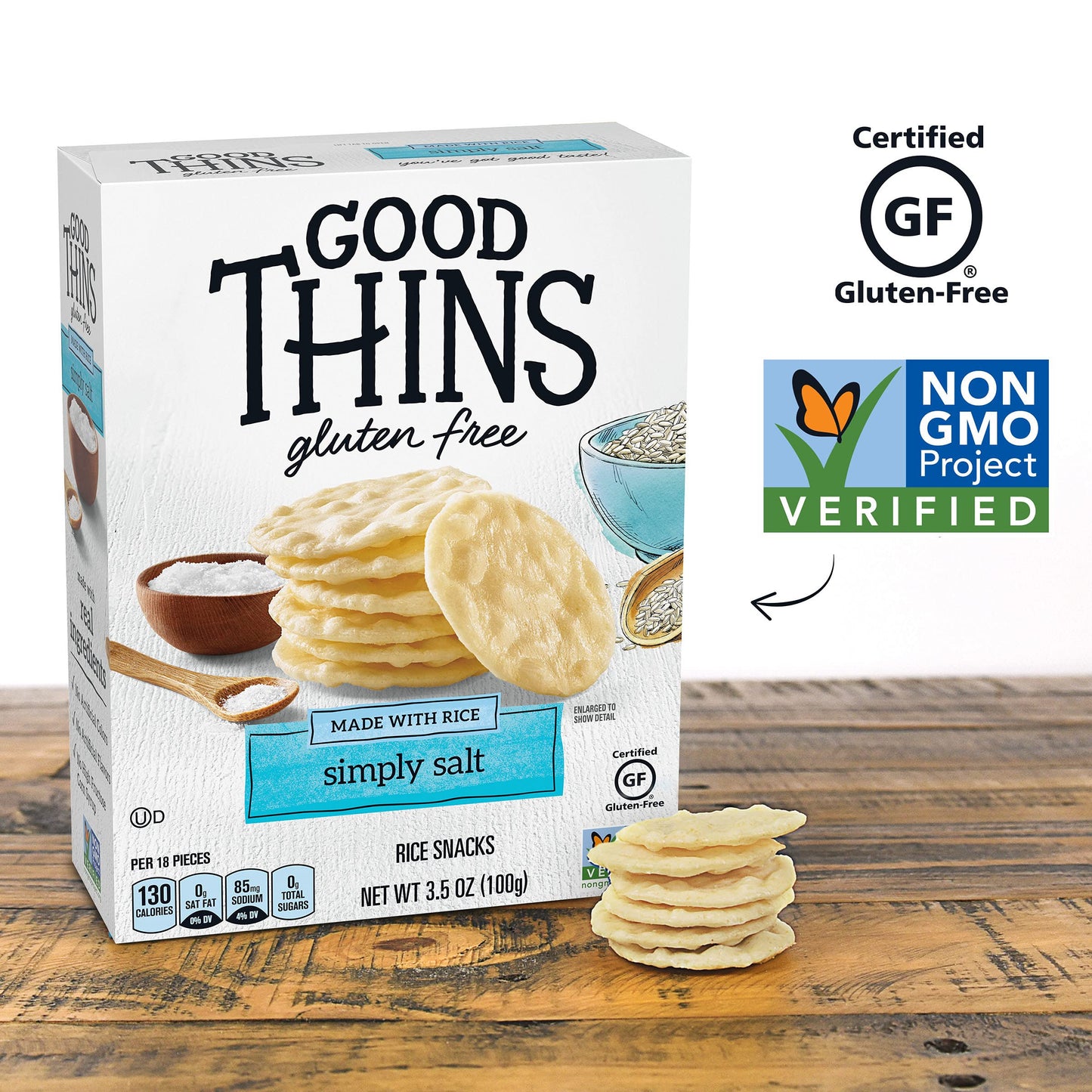 Good Thins Simply Salt Rice Snacks Gluten Free Crackers, 3.5 oz