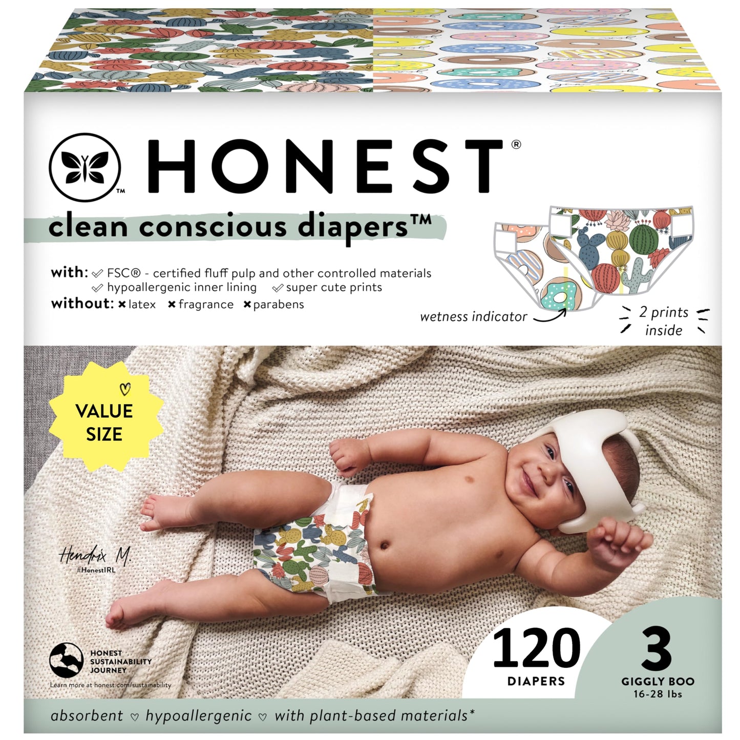 The Honest Company Clean Conscious Diapers | Plant-Based, Sustainable | Above It All + Pandas | Club Box, Size Newborn, 72 Count