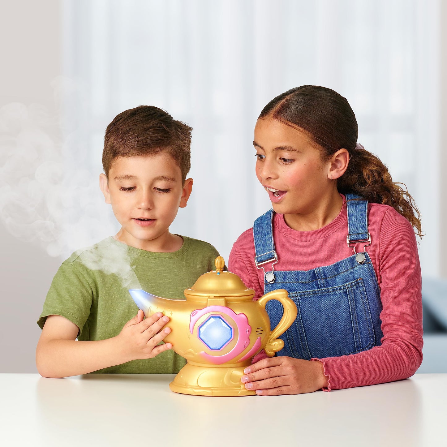 Magic Mixies Magic Genie Lamp with Interactive 8" Blue Plush Toy and 60+ Sounds & Reactions. Unlock a Magic Ring and Reveal a Blue Genie from The Real Misting Lamp. Gifts for Kids, Ages 5+