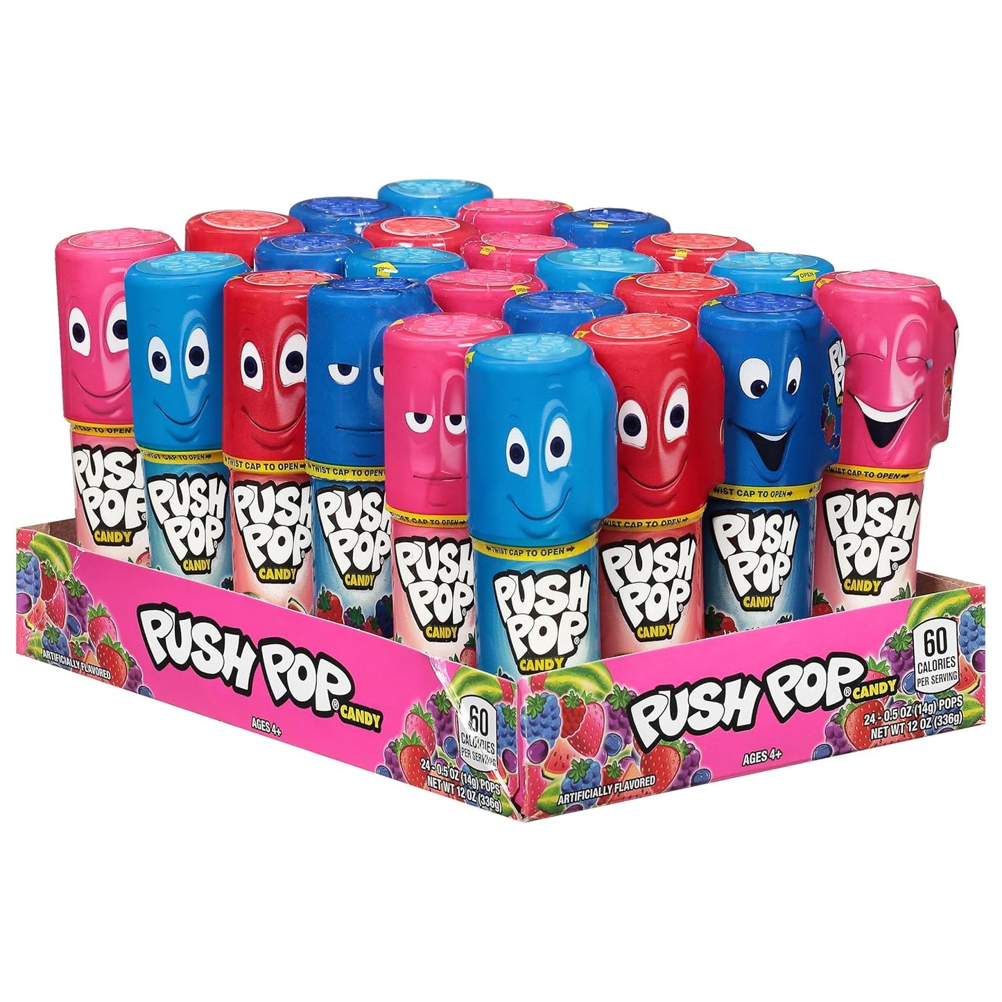 Push Pop Halloween Candy - Individually Wrapped Bulk Lollipops - 24 Ct Hard Candy in Assorted Flavors, Fun Candy for Kids, Party Favors and Gifts, Halloween Candy Bowls, Trick or Treat Goodie Bags